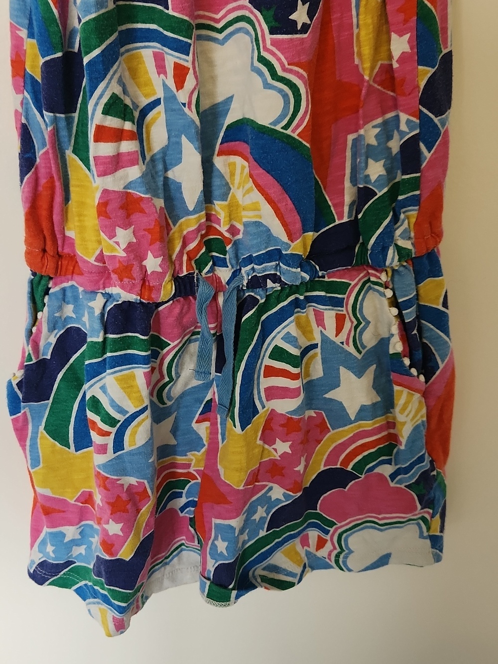 Boden Multicolor Rainbow Star Girls Romper With Tie Waist 7-8 - Picture 3 of 7